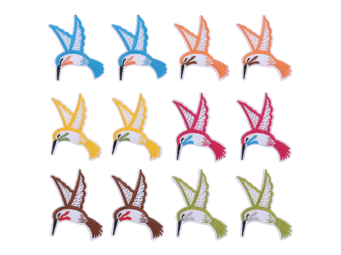 Conjuntos/12 Peças Apliques De Tecido De Beija Flor Bordados Emblemas De Costura Para Bolsas Jeans Slowmoose