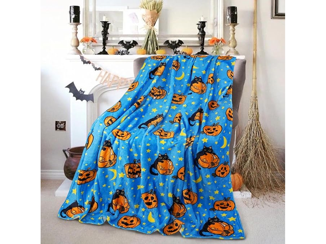 Manta Halloween Abóbora Macio Confortável Sofá