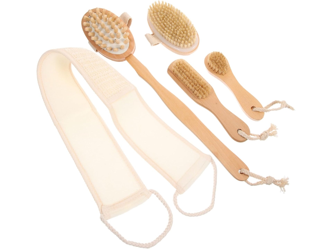 Conjunto De 5 Peças Produtos Para Banho Baluue Escova Bucha Esfoliante E As Costas Cuidados Com A Pele, Para Homens E