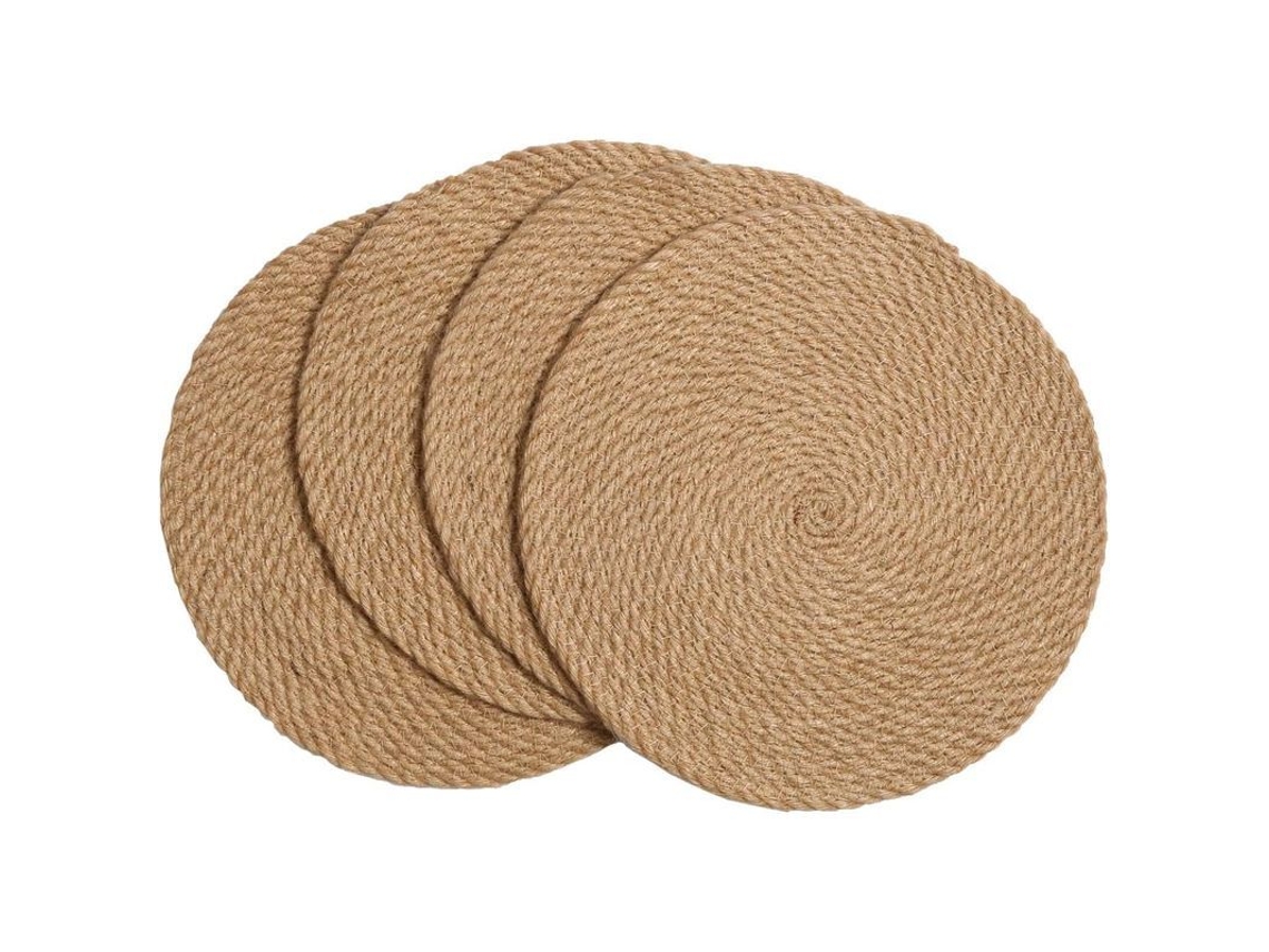 2026-conjunto De 4 Manteles Redondos De Juta Trenzada De 30 Cm, Resistentes Al Calor, Para Mesa Y Decoración Del Hogar