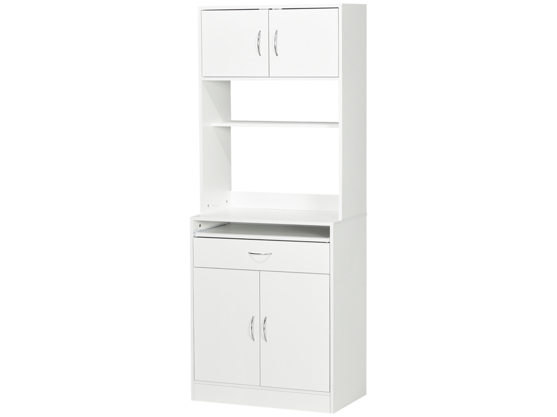 Aparador com 4 portas e gaveta 70x40x180 cm branco (bandeja removível, ajustável) S/MARCA