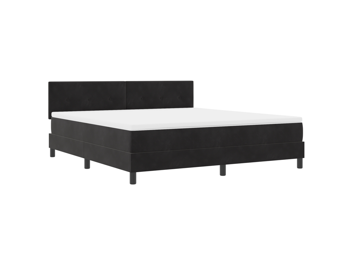 Conjunto 1 Cama Box Vidaxl Preto Veludo (180 X 200 Cm)
