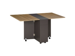 Mesa De Jantar Dobrável Em Aglomerado Com 2 Gavetas E 1 Armário, Acomoda Até 6 Pessoas, 140x76x76 Cm