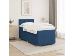 Vidaxl Cama Box Spring Com Colchão Azul 90 X 200 Cm Tecido