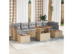 Vidaxl Conjunto de Sofá de Jardim 8 Pcs Bege Rattan Sintético