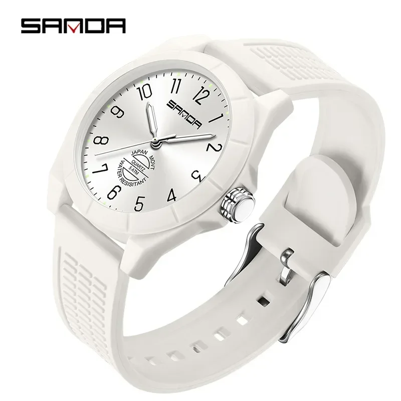 Relógio MDUG esportivo à prova d'água com pulseira de silicone branco