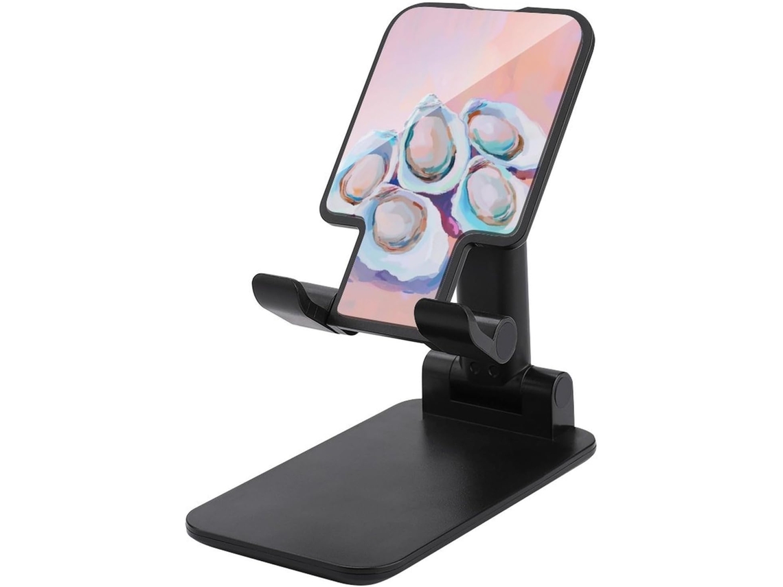 Suporte Dobrável E Ajustável Para Celular Em Formato De Conchas Ostra Nos Tons Creme Branco Menta
