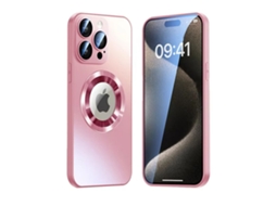Capa Magnética Sign Para Iphone 17 Pro Max Com Protetor De Lente E Logotipo Visível - Rosa