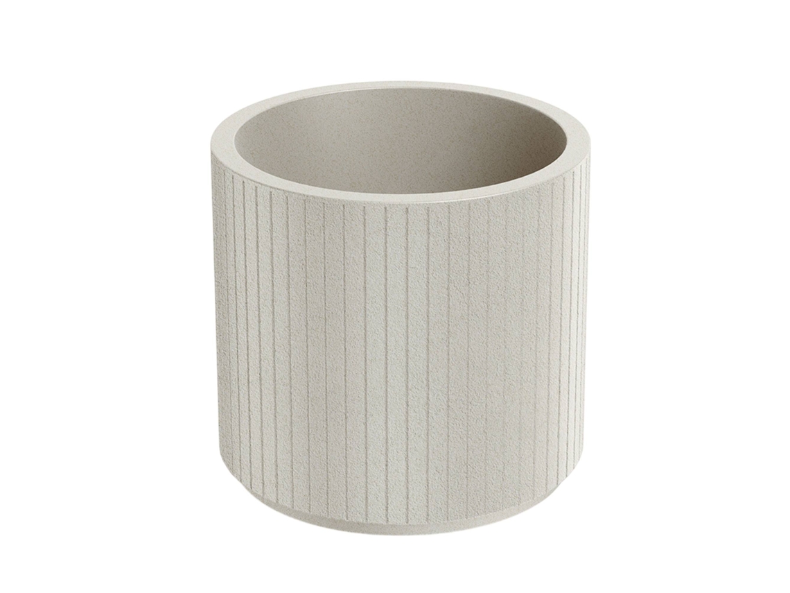 Vaso De Flores Redondo Rotomoldado Well Home Coro, Cor Areia, Ø40x36