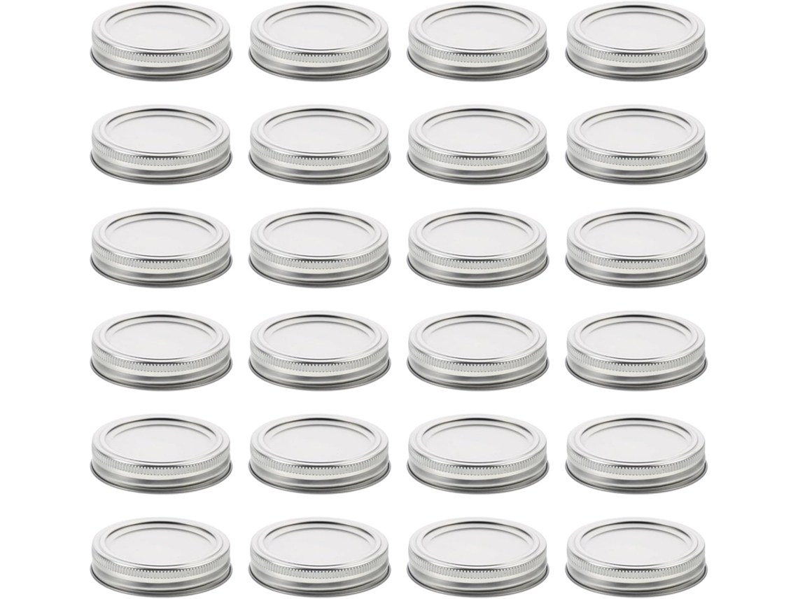 50 Tampas De Conservas Boca Regulares Prata 70mm Do Pacote, Frasco Pedreiro Metal Para Preservação Doméstica E Enlatamento