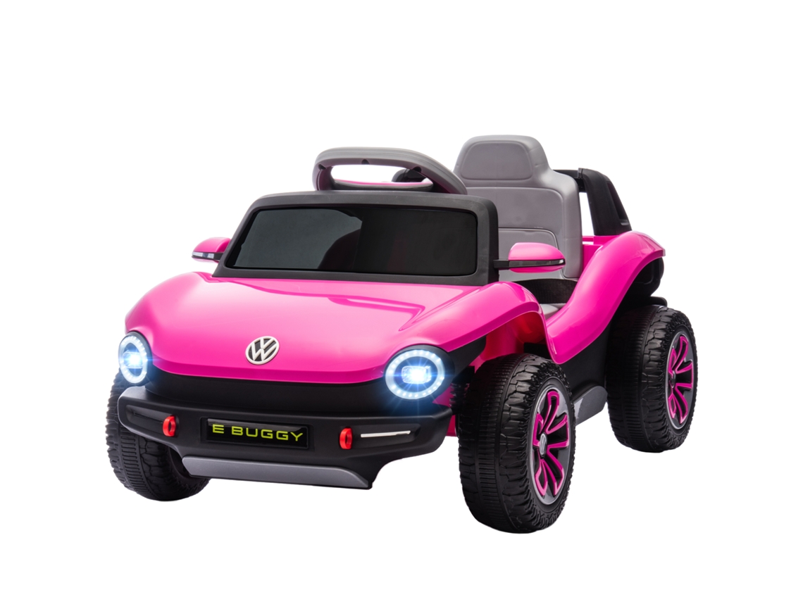 Carro Elétrico Para Crianças Volkswagen E-buggy Bateria 12v Com Controlo Remoto 2,4 G Faróis Led Música Usb 98x56,5x47 Cm Rosa
