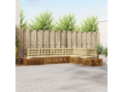 Vidaxl 7 Unid. Conjunto De Sofás Para Exterior Natural E Bege
