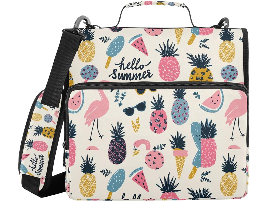 Olá Verão Pasta Organizadora Tropical Com Alça De Ombro, Vários Bolsos De 3, 8cm, 3-estojos Lápis Em Formato De
