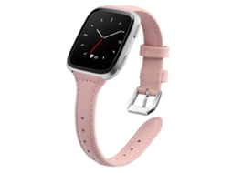 Bracelete de Smartwatch para Fitbit Versa 2 pulseira de couro para relógio inteligente, versão retrátil (rosa rosa)