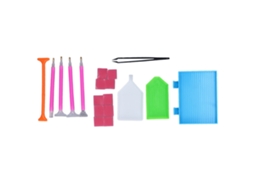 Kit De Ferramentas Para Pintura Com Pedras Strass 19 Peças: 5 Pinceis, 3 Bandejas, 10 Massas E 1 Pinça Para Diy