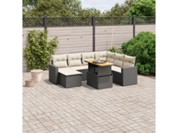 Vidaxl 8 Pcs Conjunto Sofás De Jardim Com Almofadões Vime Pe Preto