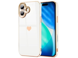 Capa Protetora - E.f.connection - Para Iphone 17 - Silicone Com Estampa De Coração, À Prova De Choque E Arranhões, Branca