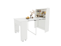 Mesa Extensível Branca 132,5x80cm, multifuncional, com Armazenamento, para Sala PAPRIKA
