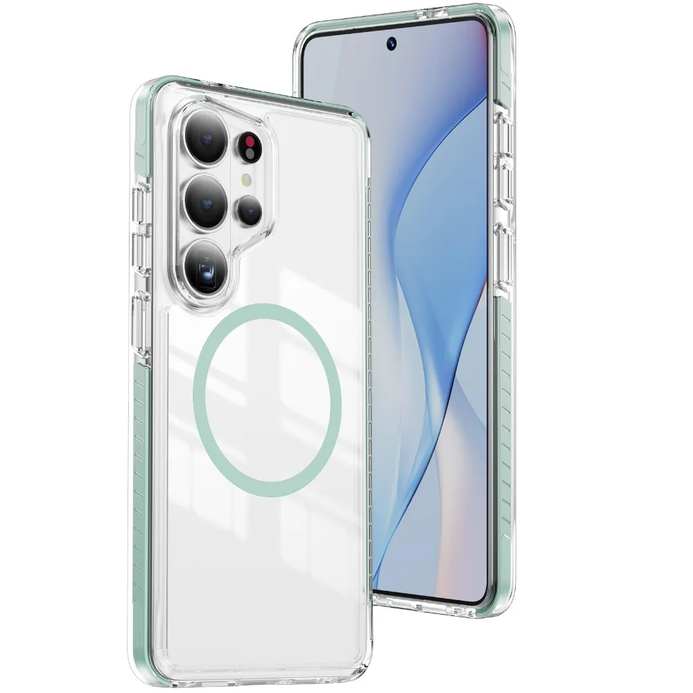 (verde, Galaxy S26) Capa Magnética Transparente Para Carregamento Sem Fio Samsung