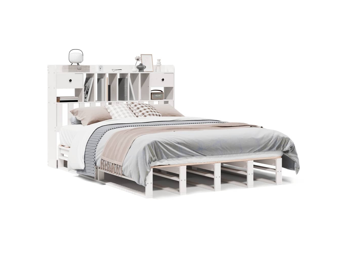 Bookcase Bed, Bookcase Beds Vidaxl Branco Madeira De Pinho (140 X 190 Cm)