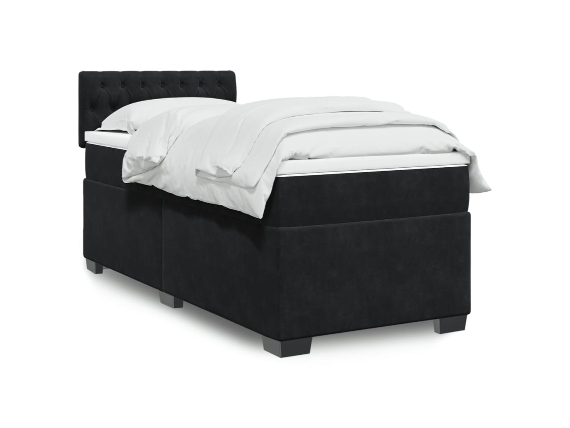 Vidaxl Cama com Molas/colchão 80x200 Cm Veludo Preto