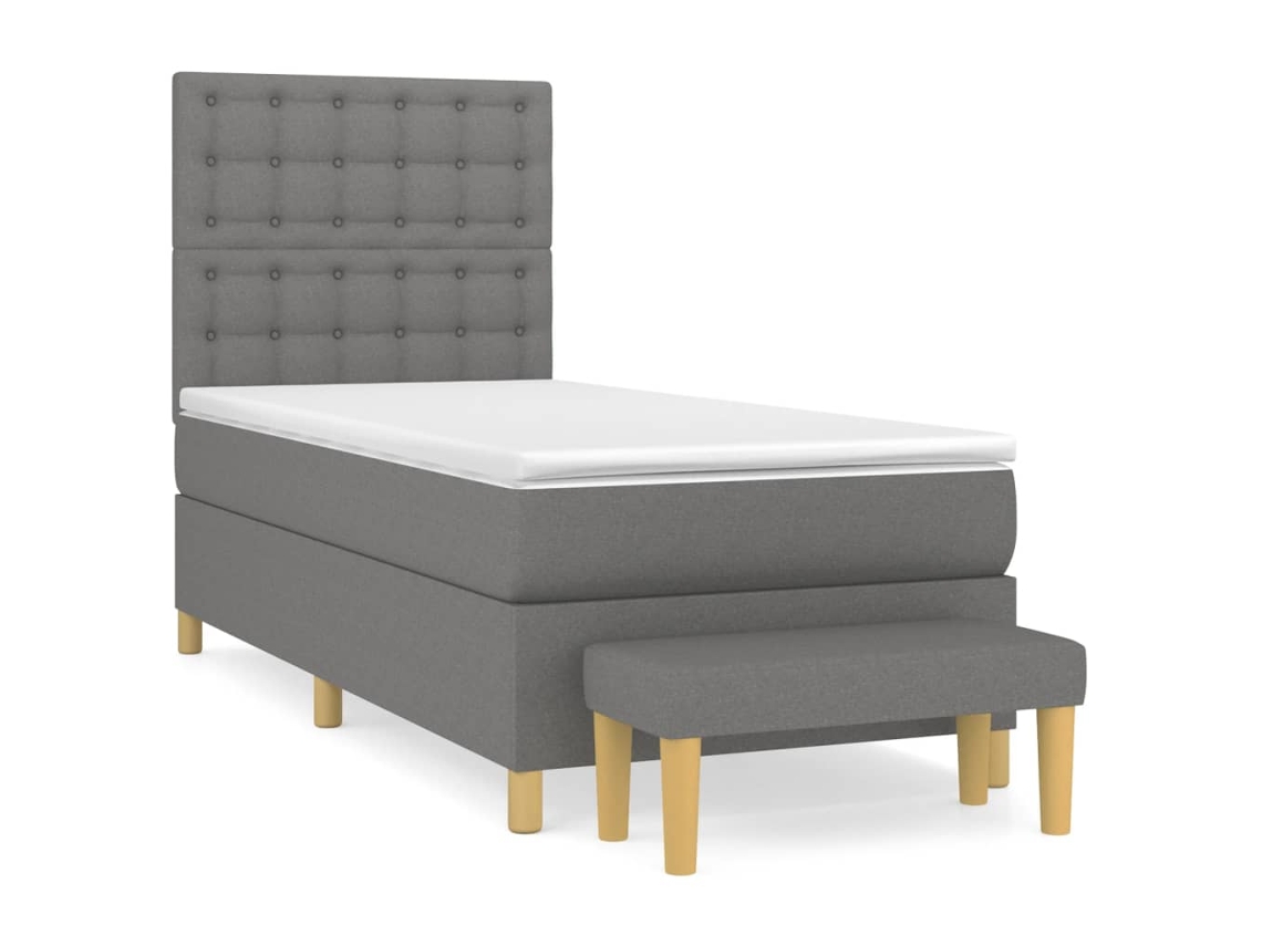 Cama com Molas e Colchão Tecido Cinzento Escuro MAISON EXCLUSIVE (90x200 cm)