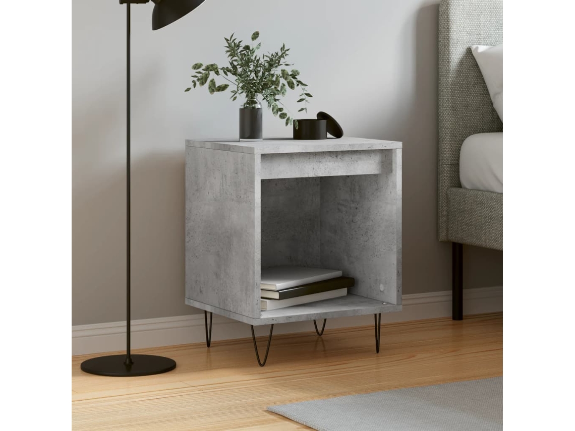 Vidaxl Mesa De Cabeceira 40x35x50cm Derivados Madeira Cinzento Cimento