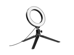 2026 lâmpada Led para Selfie Redonda com Tripé Telescópico Dc5v 5w 64 Led 200mm Brilho Ajustável 360° Giratória para Live e Fotos