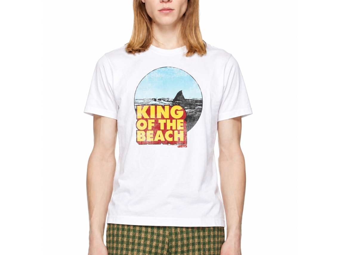 Rockinstone Jaws Movie King Of The Beach White Adult T-shirt Size:m