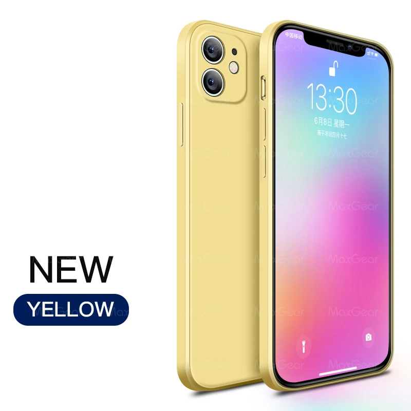Capa Quadrada De Silicone Líquido Macia (amarela Para Iphone Xr)
