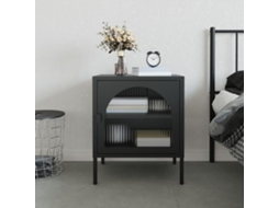 Vidaxl Mesa De Cabeceira 50x35x60 Cm Vidro E Aço Preto