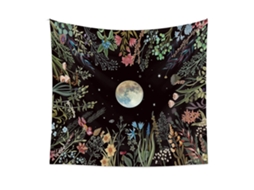 Rebe manta de Parede Psicodélica, Estrelas Lua Flores, Decoração para Sala Dormitório Escritório, 130x150cm