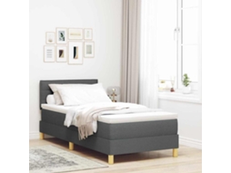 Vidaxl Cama Box Spring Led Cinza Escuro 90 X 200 Cm Tecido
