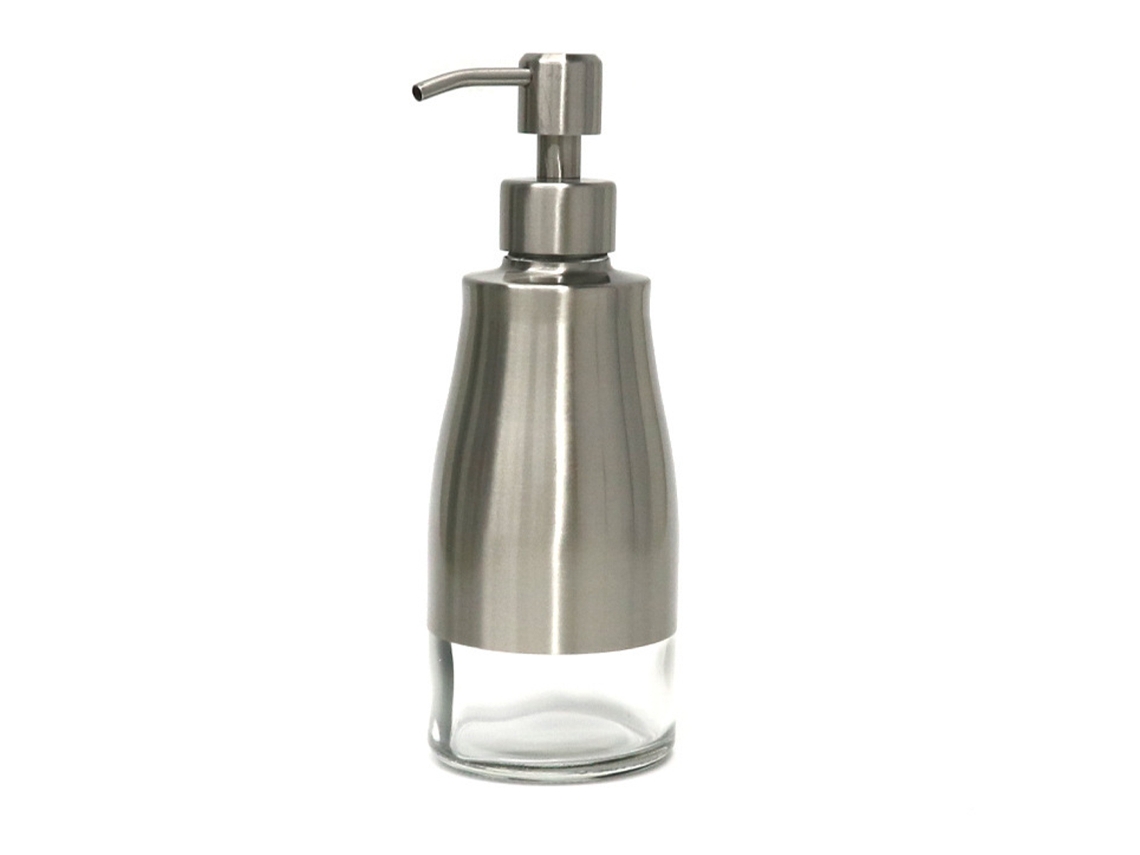Dispensador De Aço Inox Com Recipiente De Vidro, Recarregável