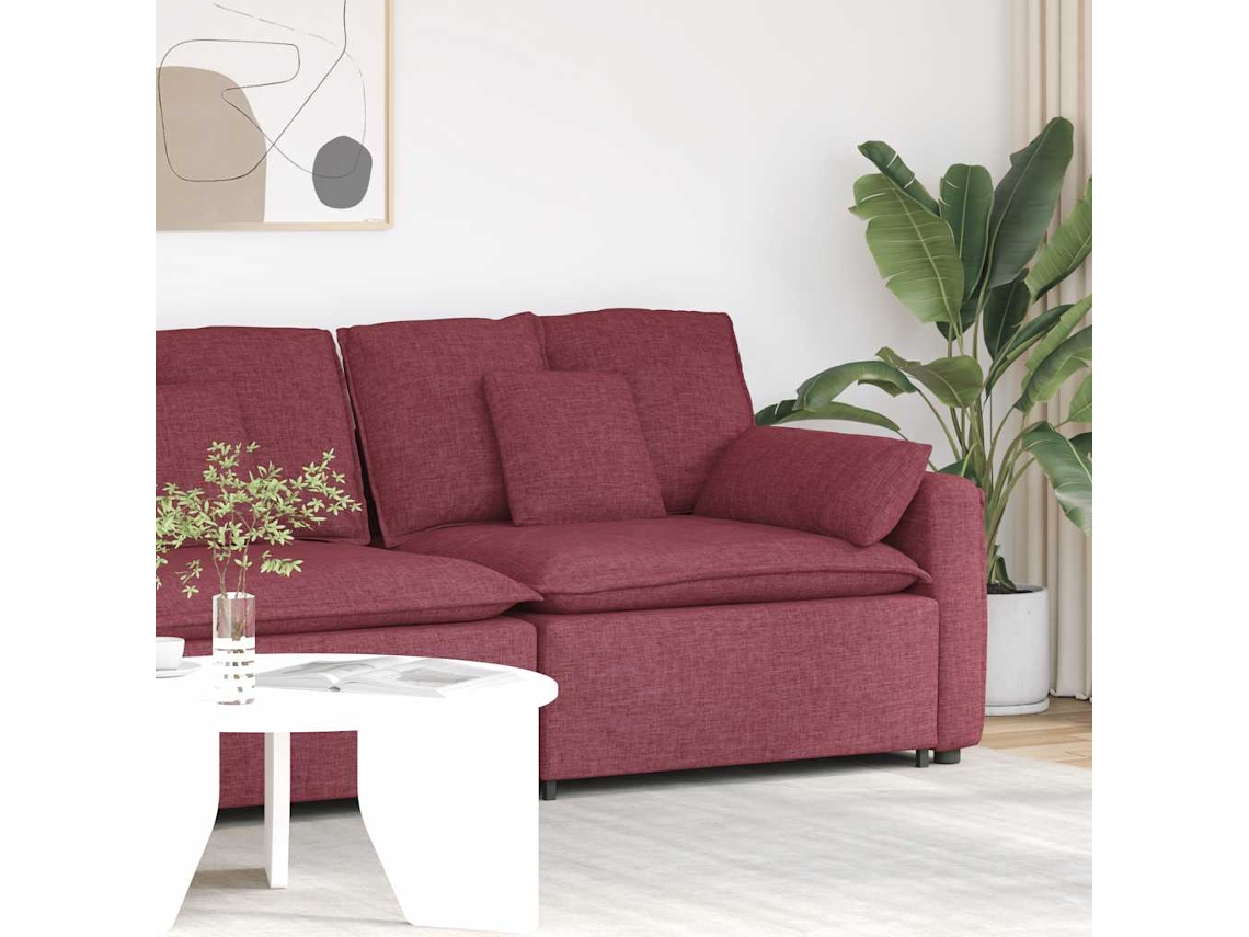 Vidaxl Módulo De Extremidade De Apoio De Braço Para Sofá Modular Com Almofadas, Vermelho Vinho, 100 Cm