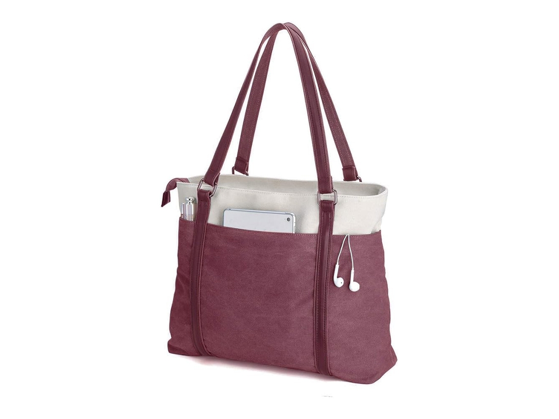 Bolsa Para Laptop Feminina, Bolsa De Lona Leve Com Emenda Para Laptop De 15,9 Polegadas Brilvibera
