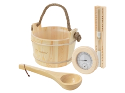 Conjunto Completo De Acessórios Para Sauna Ecd Germany 4 Peças Em Madeira Maciça De Pinho