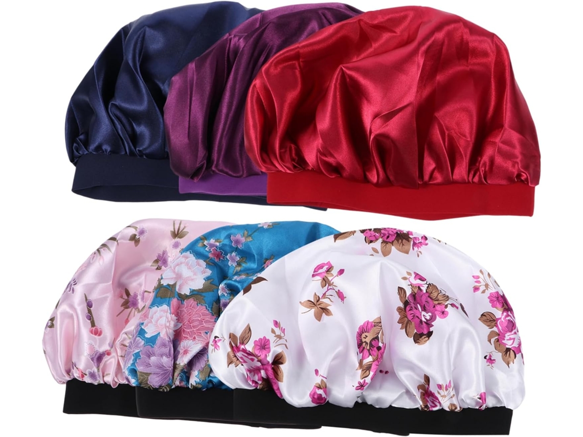 Conjunto De 6 Toucas Noturnas Femininas De Cetim, Confortáveis E Elásticas, Em Diversas Cores.