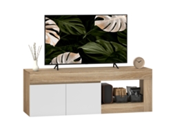 Rack para TV até 60 polegadas com armário e nicho aberto madeira natural ZACHARY