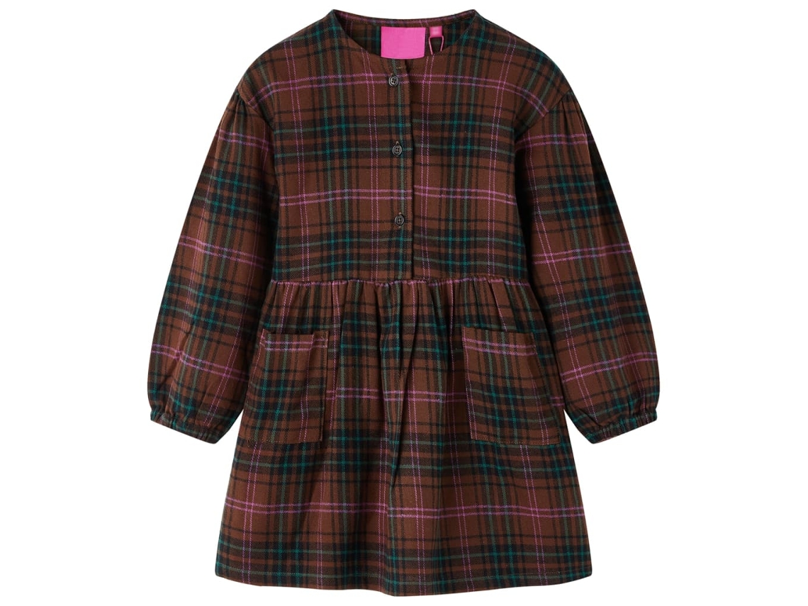 Vestido De Criança Com Mangas Compridas Cor Conhaque 104