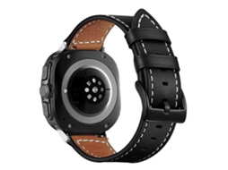Pulseira De Couro Preta Com Fivela Para Samsung Galaxy Watch Ultra 47mm