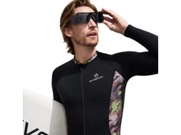 Preto3xldivesail Roupa Mergulho Masculina Completa Upf50+ Secagem Rápida Manga Comprida Calça Zíper Frontal Elasticidade Snorkeling Surfe