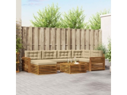 Vidaxl Conjunto De Sofás Para Exterior 7 Unid. Natural E Bege