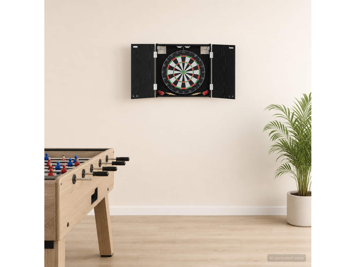 Vidaxl Armário Para Dartboard Carvalho Preto 56 X 12 X 53,5 Cm