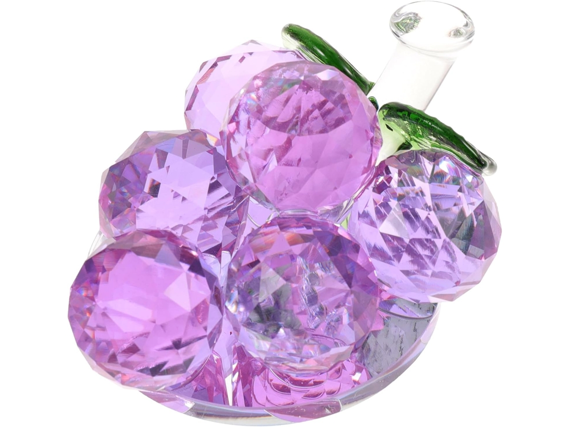 Ornamento De Uva De Cristal Roxo 160g, Figura Artesanal Para Decoração De Mesa E Casa Ornamento De Uva De Cristal Roxo 160g, Figura Art Gokoco