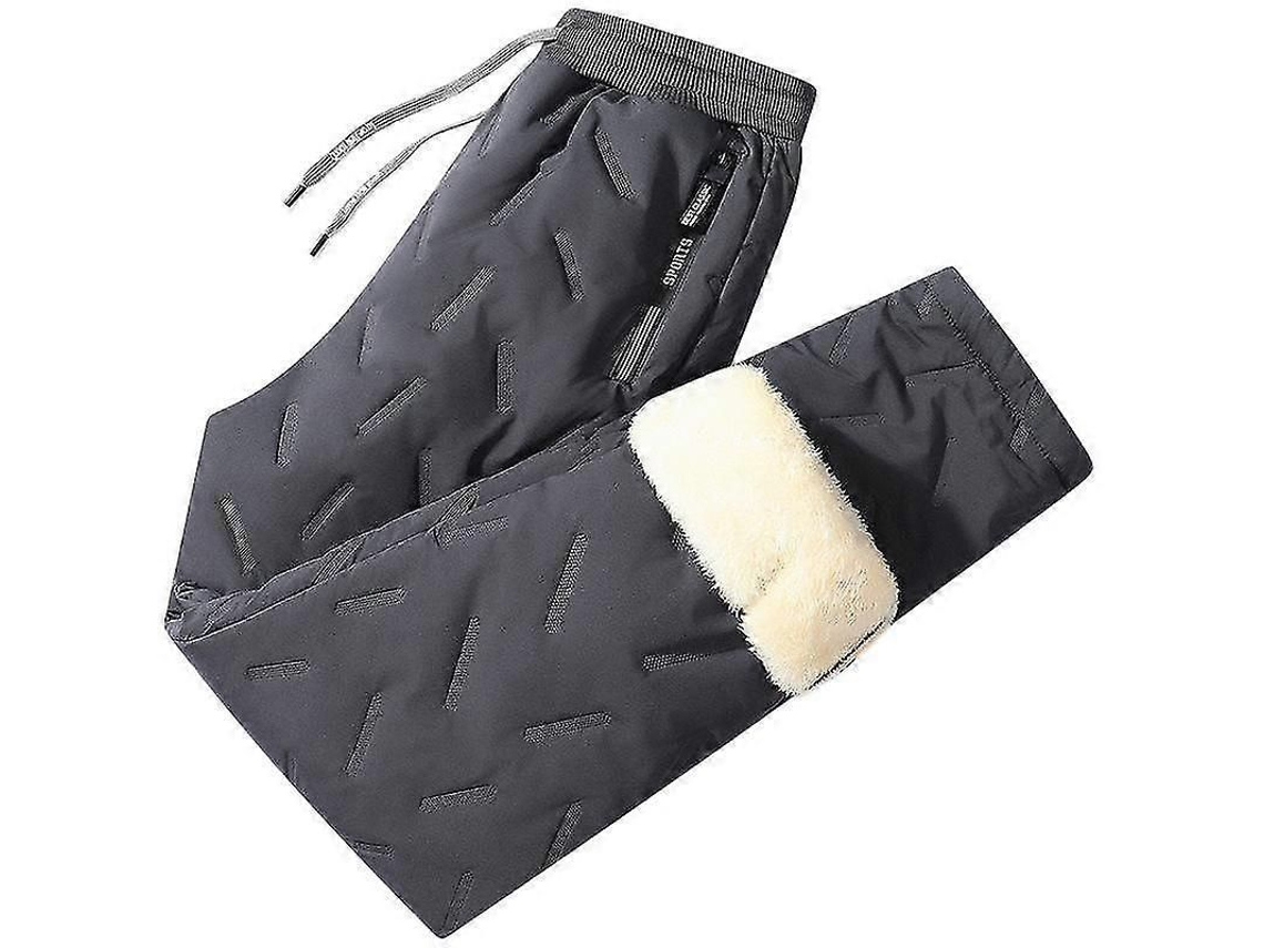 Calças Termais Masculinas De Inverno Com Tecido Elástico E Modelo Casual - Tamanhos De M A 7xl - Cores Preto E Cinza Cinza