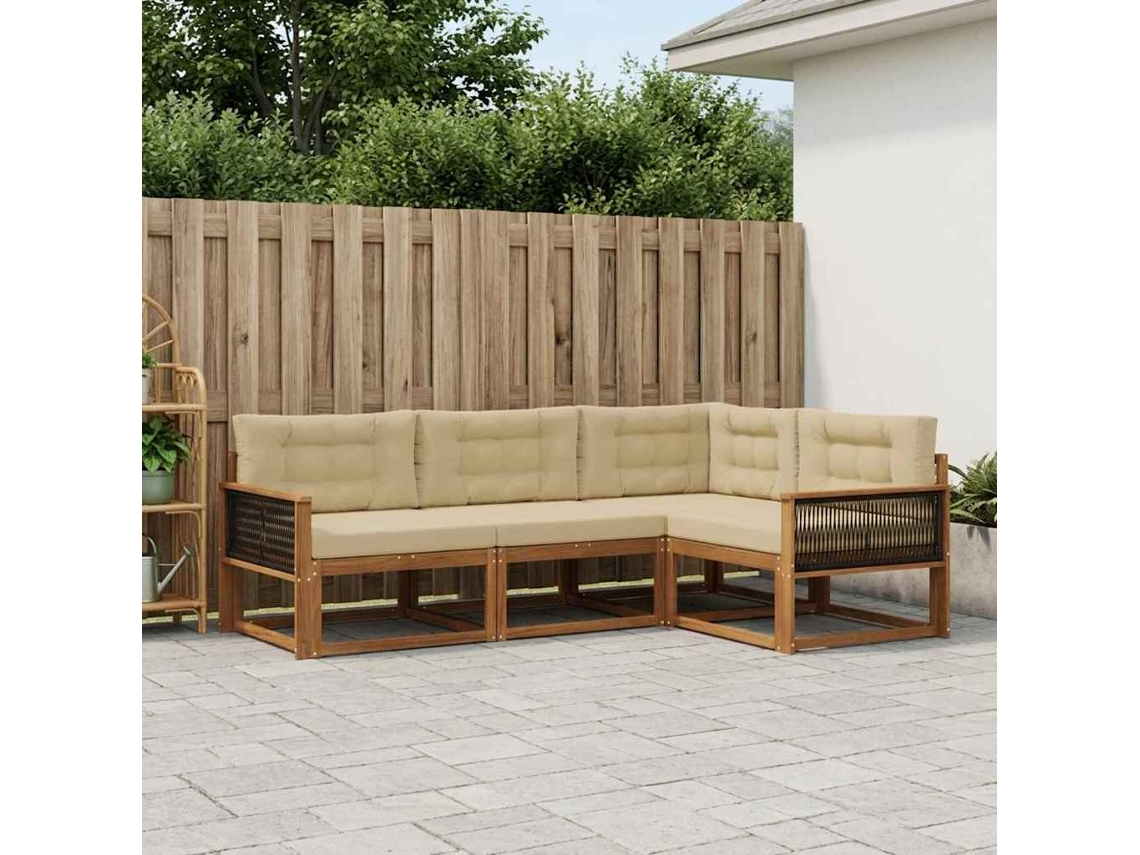 Vidaxl Conjunto De Sofás Para Exterior 4 Unid. Natural E Bege
