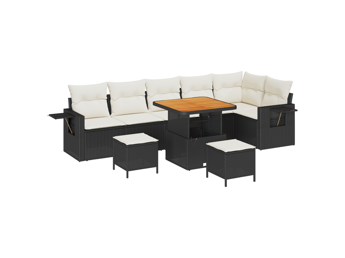 Conjunto 11 Conjunto De Sofá De Jardim Vidaxl Preto Vime Pe (289 X 192 X 85 Cm)