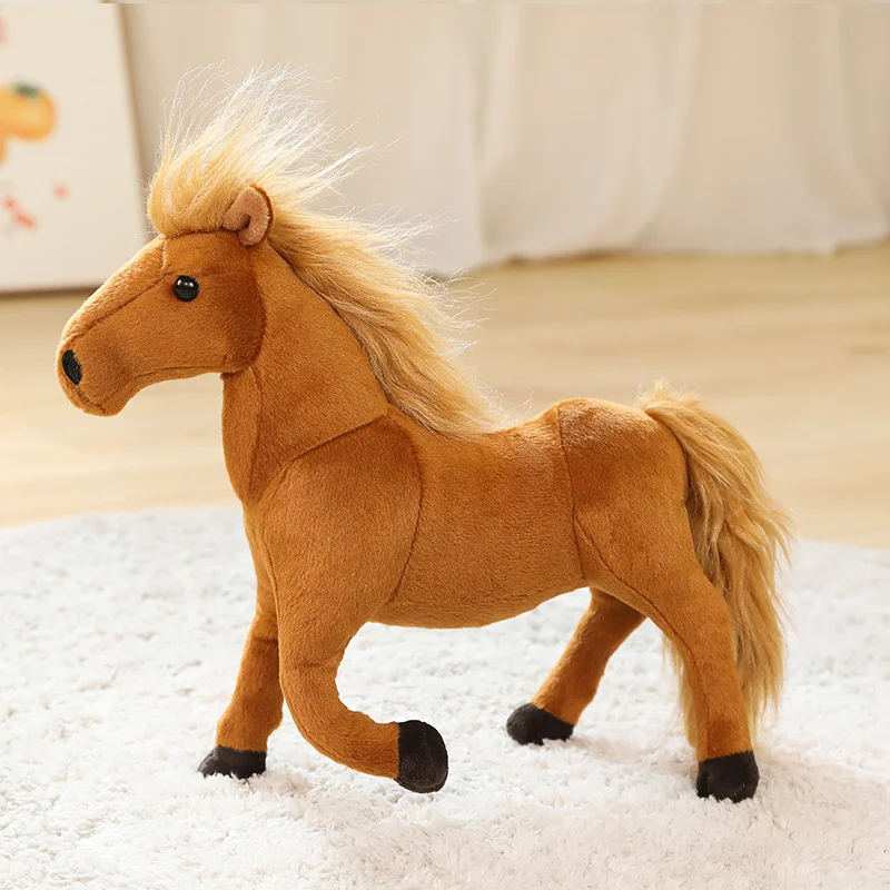 Almofada de Pelúcia Macia e Realista em Formato de Pônei MDUG (marrom Escuro, 25 Cm)