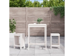 Vidaxl 3 Pcs Conjunto De Bar Para Jardim Pinho Maciço Branco